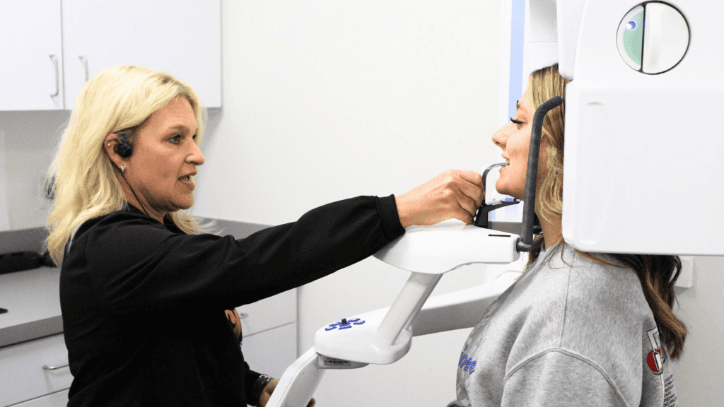 Jennifer giving a dental xray at Tennessee Valley Oral Surgery